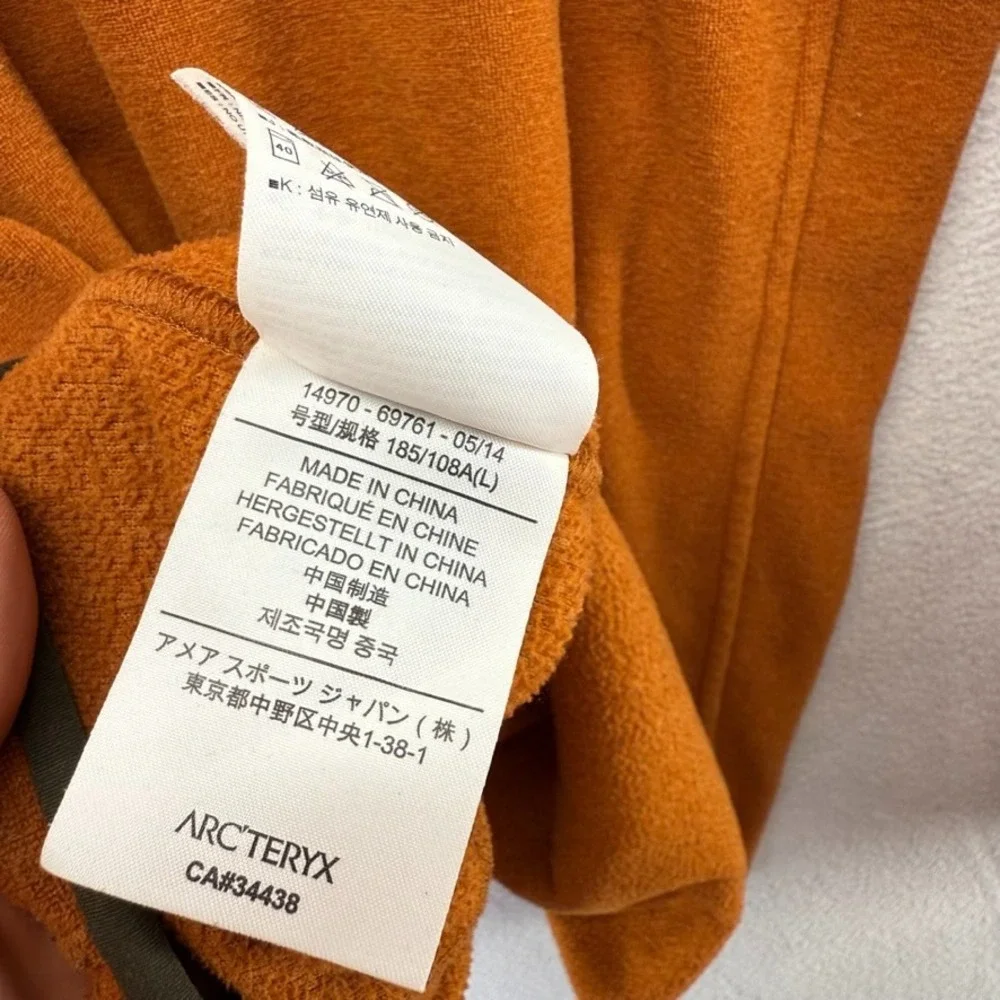 Arcteryx Polartec Fleece Men's Large Orange 1/4 Quarter Zip Pullover Gorp Logo